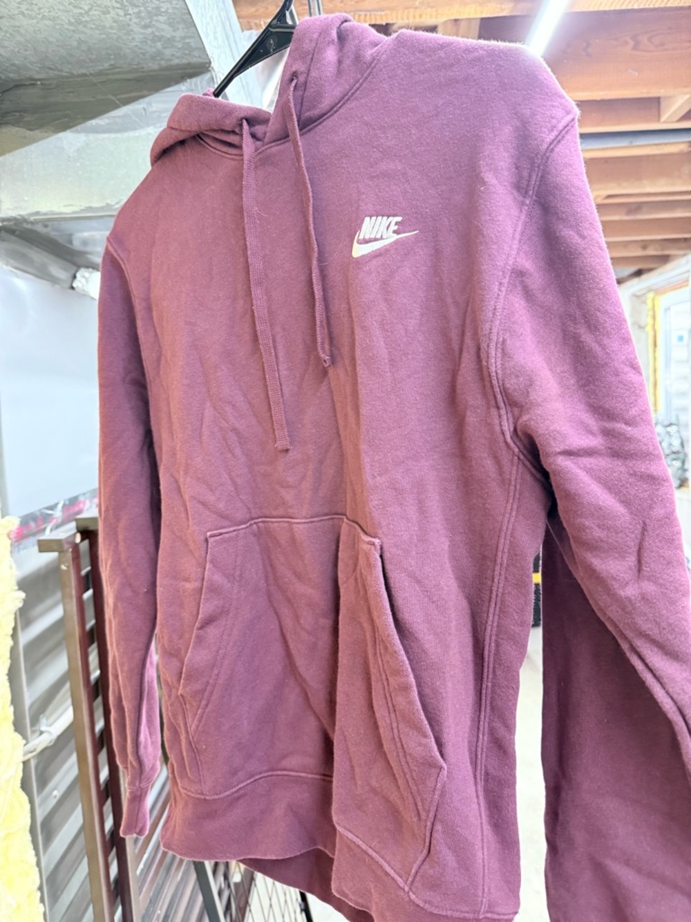 Nike Burgundy Pullover Hoodie with White Tag Detail